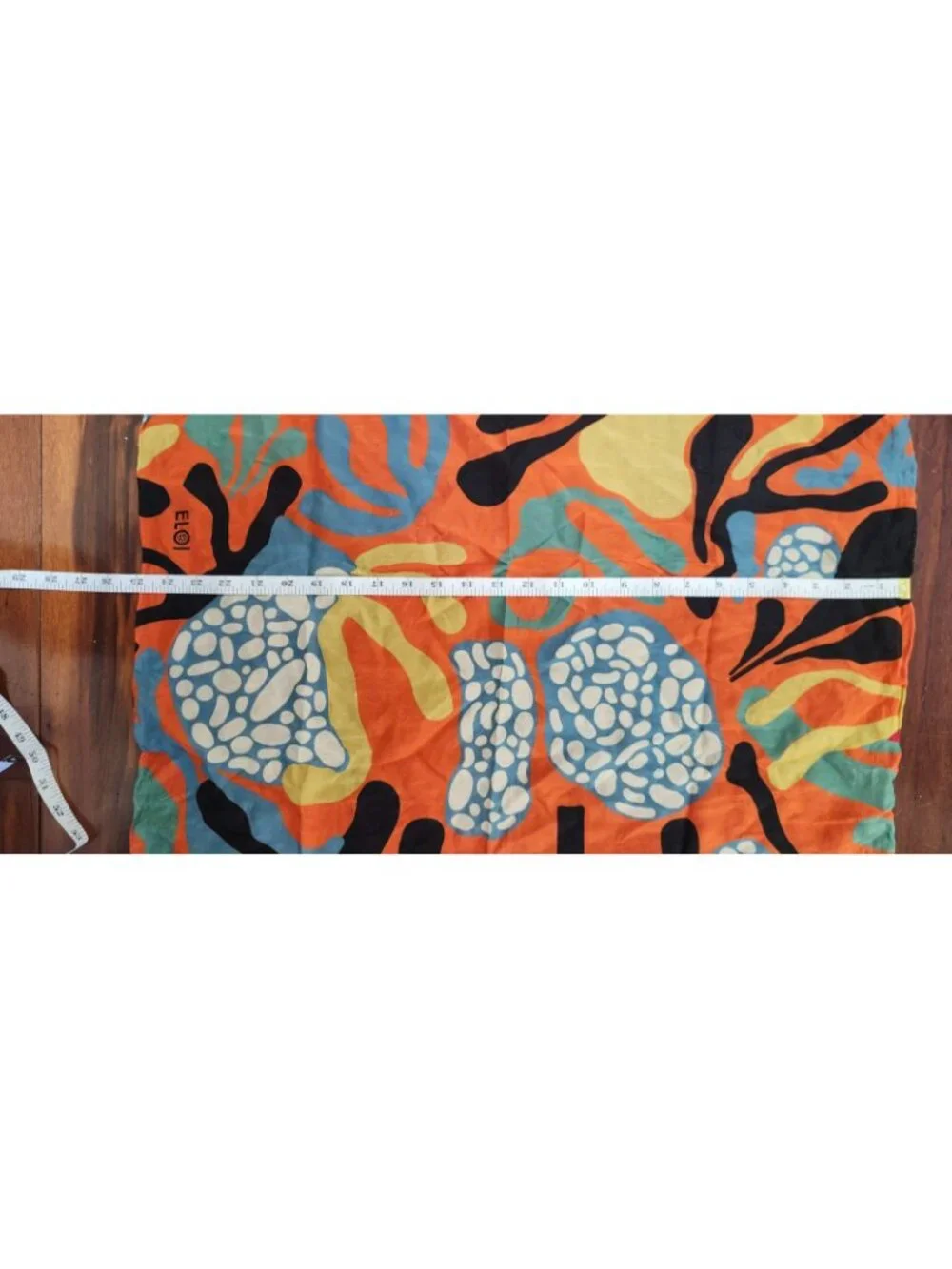 ELOI Abstract Art Scarf Orange Blue Green Cotton Silk Blend Statement Print